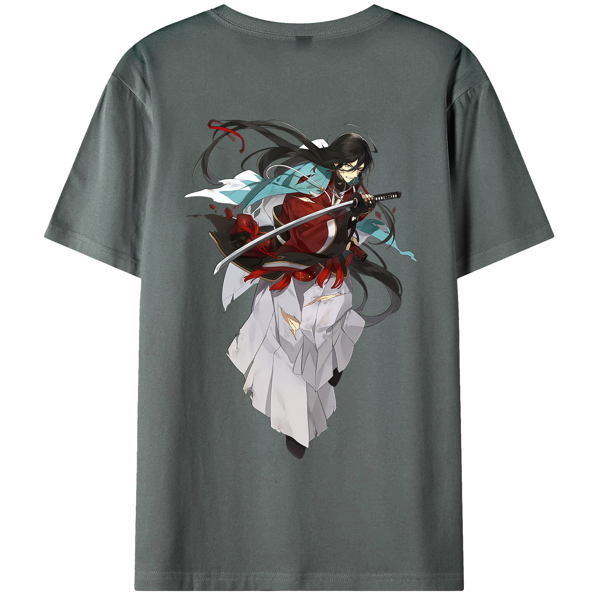 （画像用） 刀剣乱舞 Touken Ranbu 綿100％ メンズ半袖Tシャツ（バックプリント） 通気性